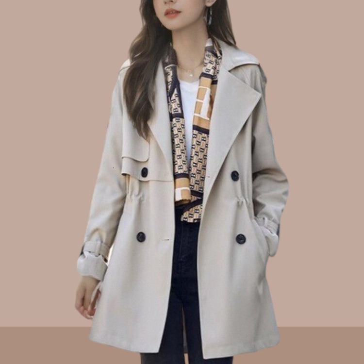 Windbreaker Womens MidLength Petite 2025 Spring Autumn New British Style Coat Fashionable and Stylish 240820