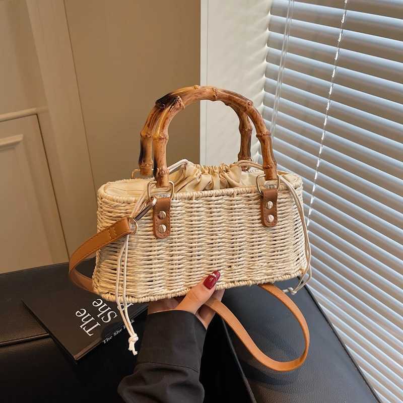 Fabric Solid Color Shoulder Bags String Exquisite High Beauty Ladies Bags on Sale 2025 Brand Summer Beach Womens HandbagsT2511112