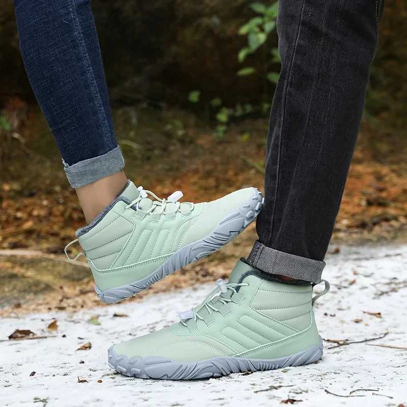 Men Plush Winter Boots Shoes Women Waterproof Snow Cotton Boots Barefoot Warm Fur Shoes Anti Slip Big Size Trekking Hiking Shoes C251014