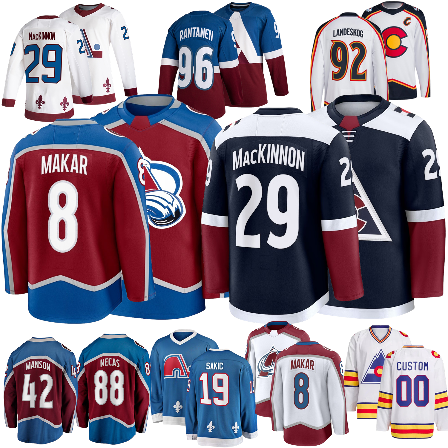 Nathan MacKinnon Colorado Hockey Jersey Avalanches Cale Makar Gabriel Landeskog Brent Burns Nelson Mackenzie Blackwood Valeri Nichushkin Devon Toews Necas