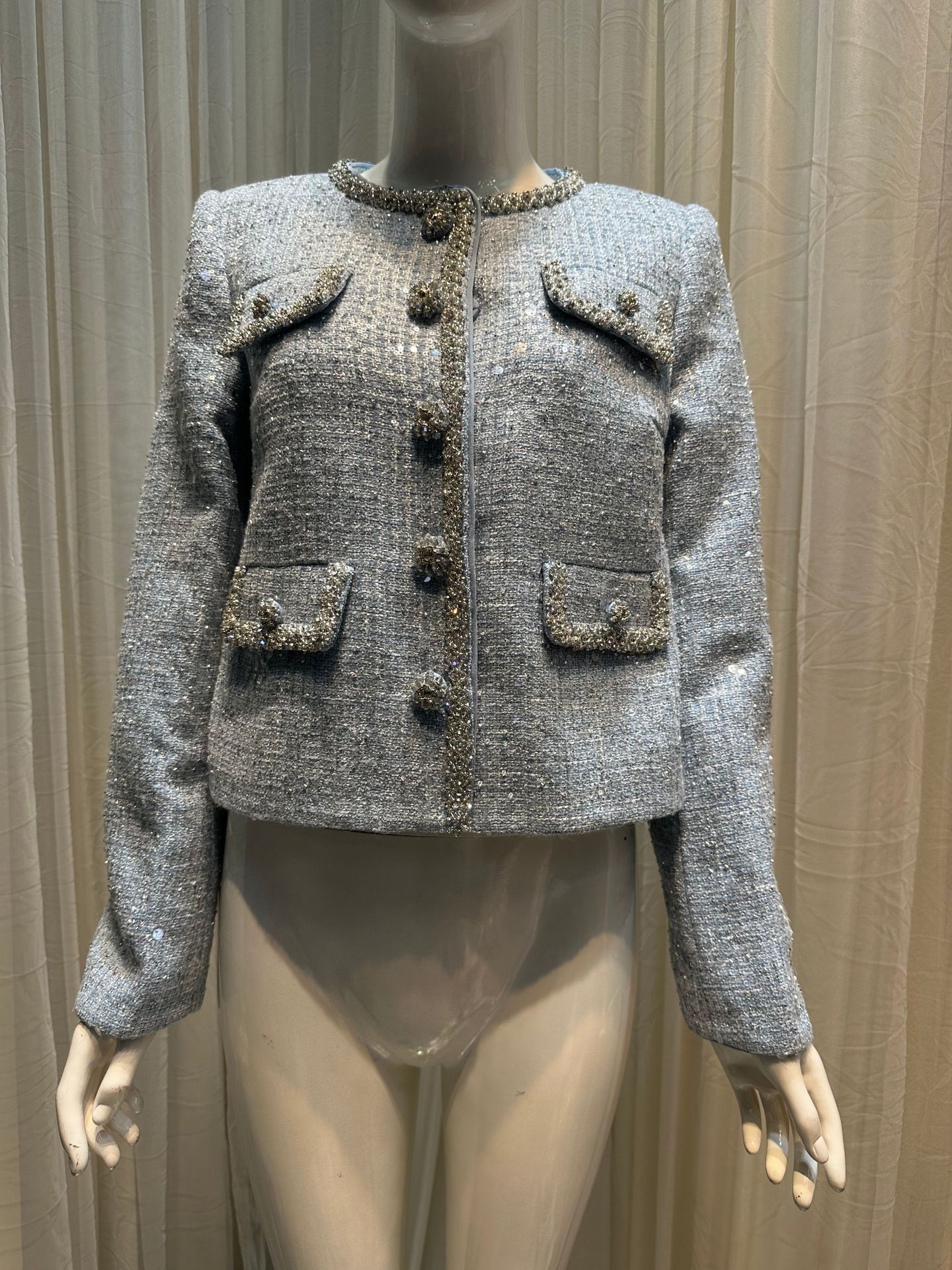 2025 Designer Jacket Autumn/Winter New Top High End Luxury Style Early design Spring Re Embroidered Round Neck Floral Knitted Jacket