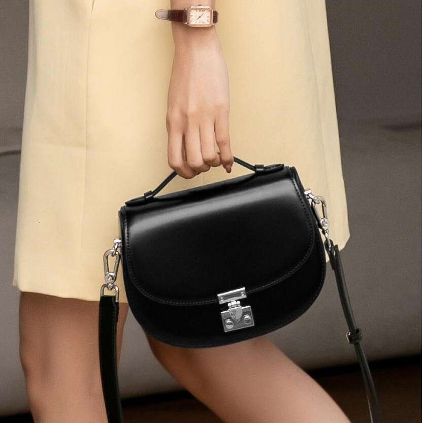 Luxury bag High end Saddle Fashion Lock Handbag Niche Design Genuine Leather Crossbody Women s Small Bag