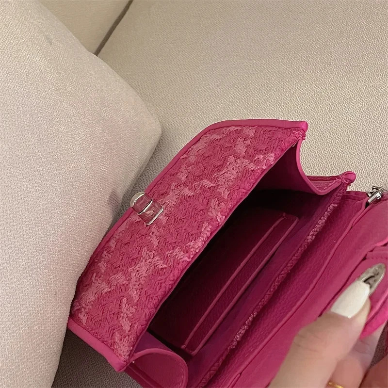 Rose Pink Women Lock Shoulder Bags Plaid Ladies Small Square Crossbody Bag Fashion n Female Clutch Purse Handbags 251014