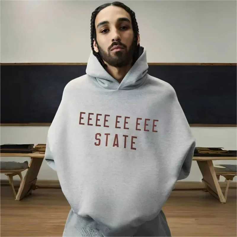 FW24 Luxury Design Mens Hoodies Chest Two Rows Letter Hoodies Designer Brand Mens High Street Cotton Oversized Hoodie Set J251014