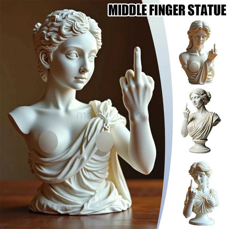 Vienna Goddess Middle Finger Funny Resin Statue Home Interior Garden Office Table Personalized Decorations Crafts Special Gifts M251014