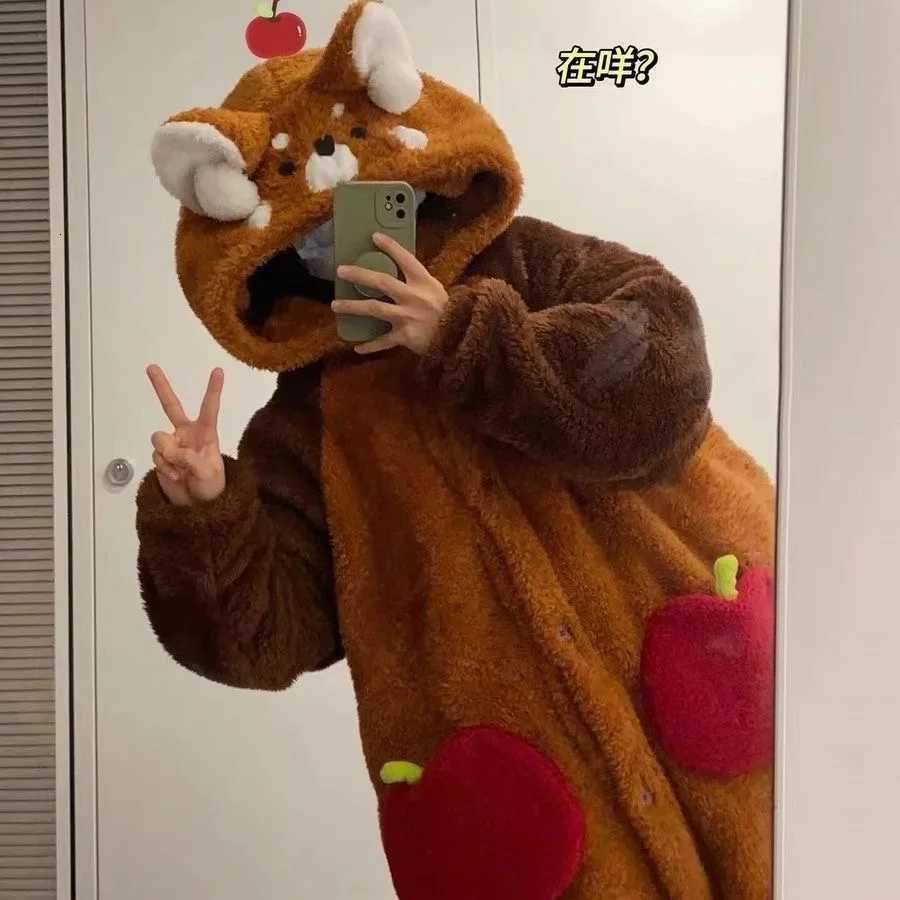 Winter Women Home Pajamas Cartoon Raccoon Kigurumi Unicorn Sleepwear Night Dress Animal Cosplay Nightgowns Thickened Warm Robes Y251013