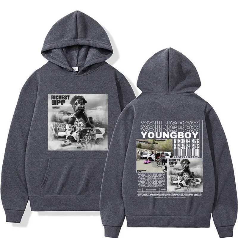 Autumn and winter mens hooded sweatshirt rapper YoungBoys 2023 new album pictures and text retro sweatshirt sweater J251203