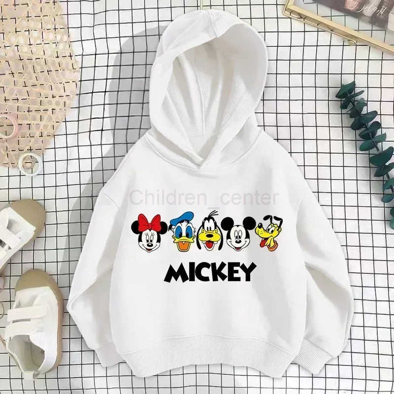 Disney Cartoon Hooded Hoodie Children Clothing Fall Boy Girl Baby Toddler Minnie Mickey Mouse Cute Kids Long Sleeve Pulover Sweatshirt H251014