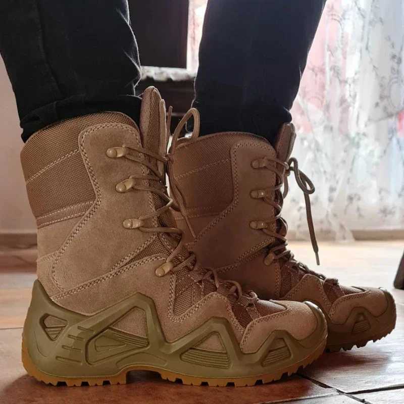 Outdoor Hiking Boots Mens Lace Up Breathable Training Tactical Hiking Desert Boots Plus Size Shoes Botas Militares Masculinas C251014