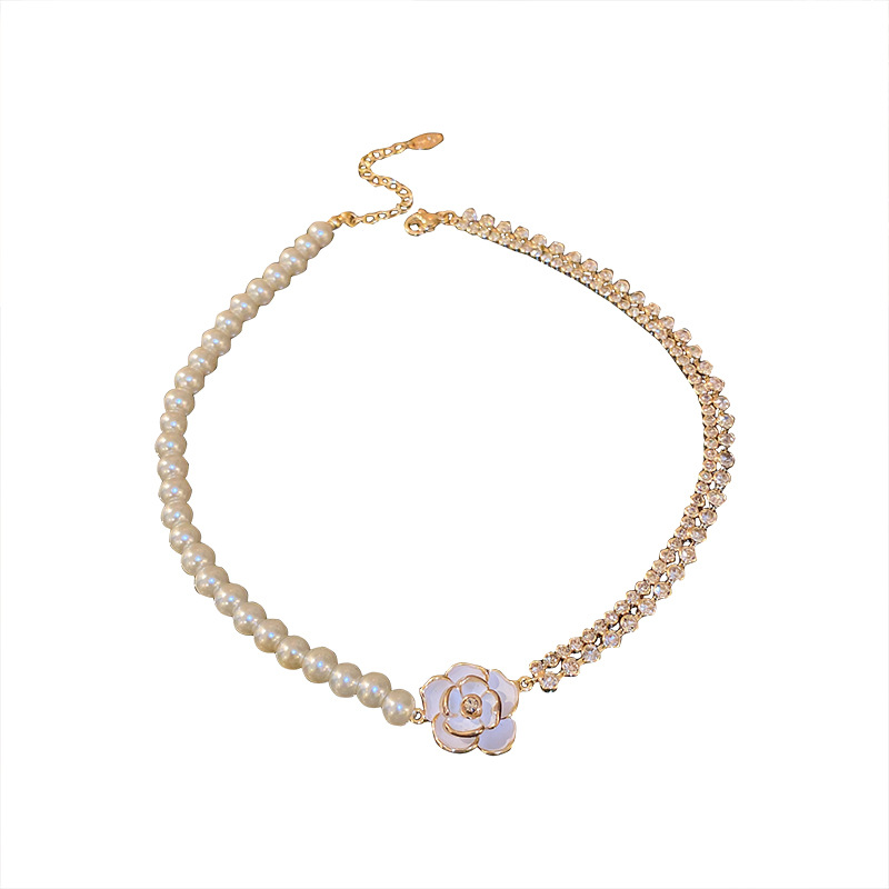 Real Gold Plated Fashion Design Pearl Inlaid Dia Flower Double Necklace Collarbone Chain Sweet Style 2023 Women - view 6