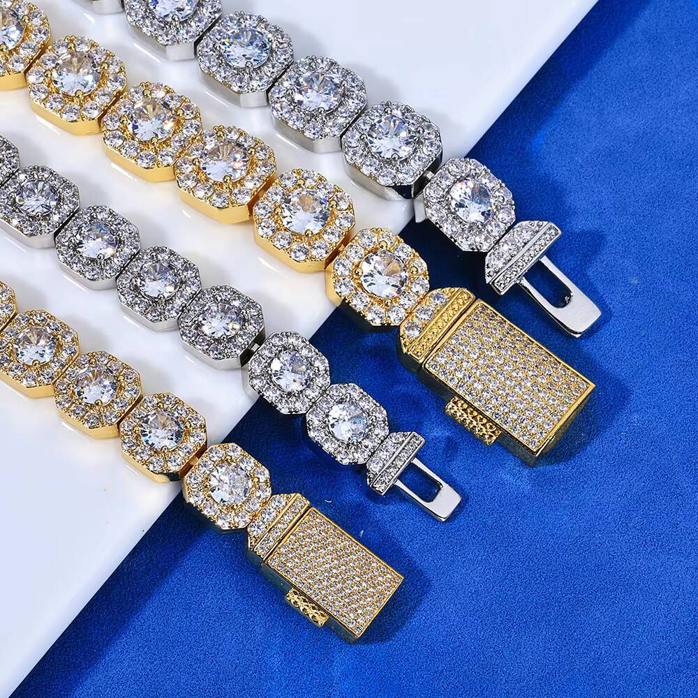 NUOYA 1012mm VVS Moissanite Tennis Necklace 925 Silver Durable Luxury Hip Hop Chain for Men Women Gift Fine Jewelry