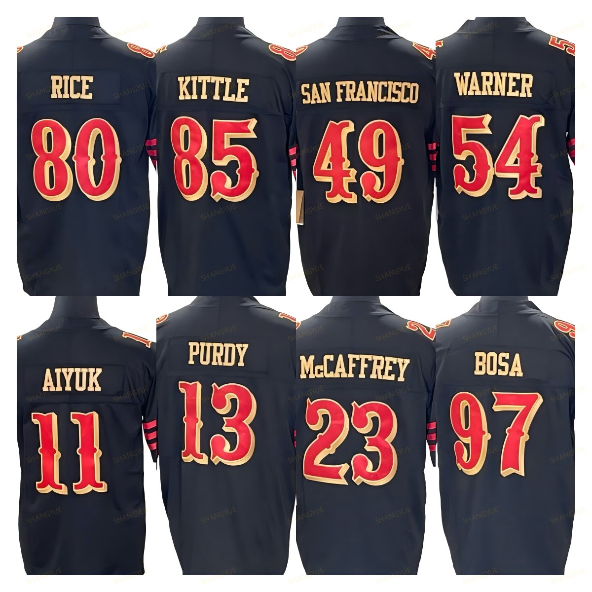 2025 Wholesale Rivalries Collection Men's 85 Kittle 19 Samuel 23 Mccffrey 13 Purdy 54 Warner American Football Jersey Embroidery