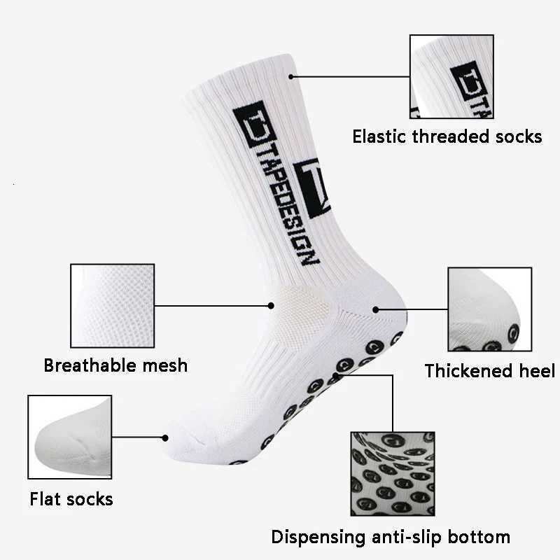 2025 New ANTI SLIP Tape design Football Socks Mid Calf NonSlip Soccer Sport Cycling Sports Mens Women Sock Grip Yoga 1 Pairs Z251014