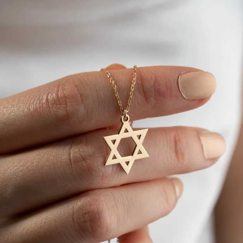 Trendy Star of David Pendant Necklace for Women Stainless Steel Je Symbols Necklace Mens Religious Amulet Jewelry GiftsT251014