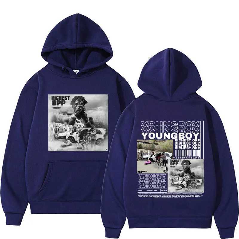 Autumn and winter mens hooded sweatshirt rapper YoungBoys 2023 new album pictures and text retro sweatshirt sweater J251203