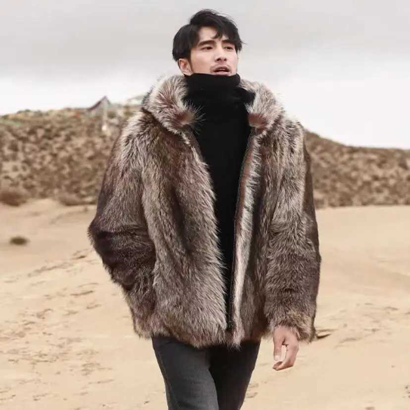 Mens Natural Fur Jacket Real Fox Fur Coats Fashion Warm Winter MidLength Full Genuine Fur Outerwear B137 W251014