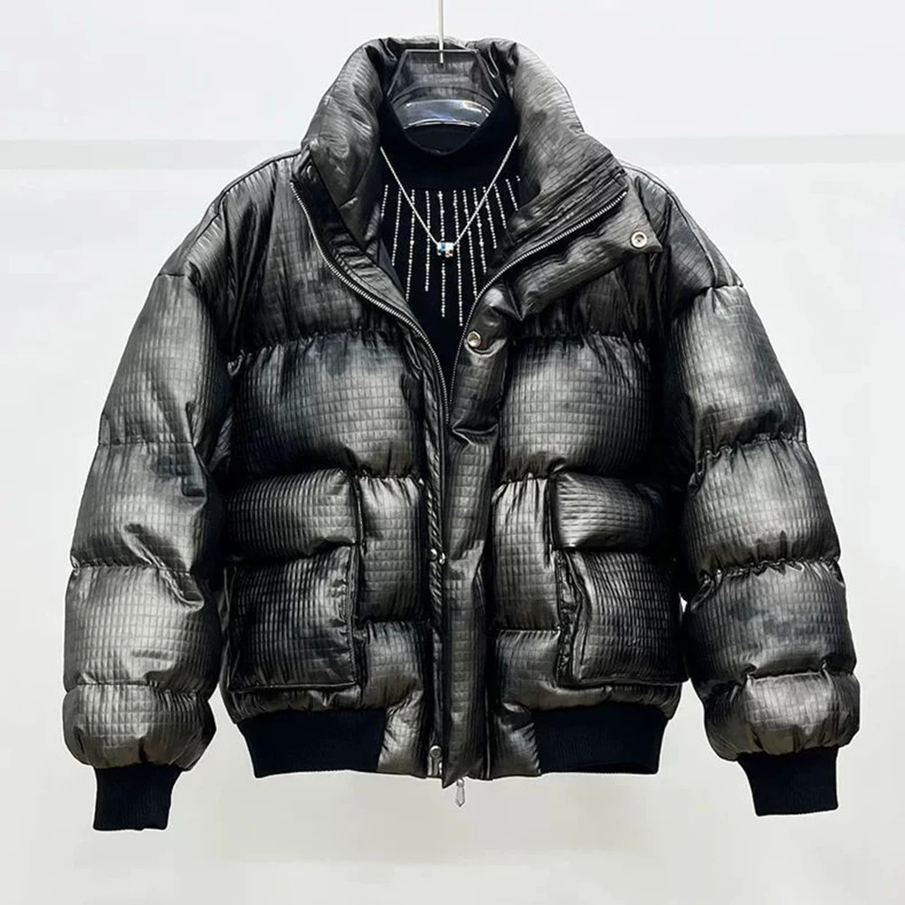 Autumn Winter Mens Loose StandUp Collar Thickened Cotton Coat High Quality Short Casual Bread Coat Trend Warm Street Y2k Jacket 251011