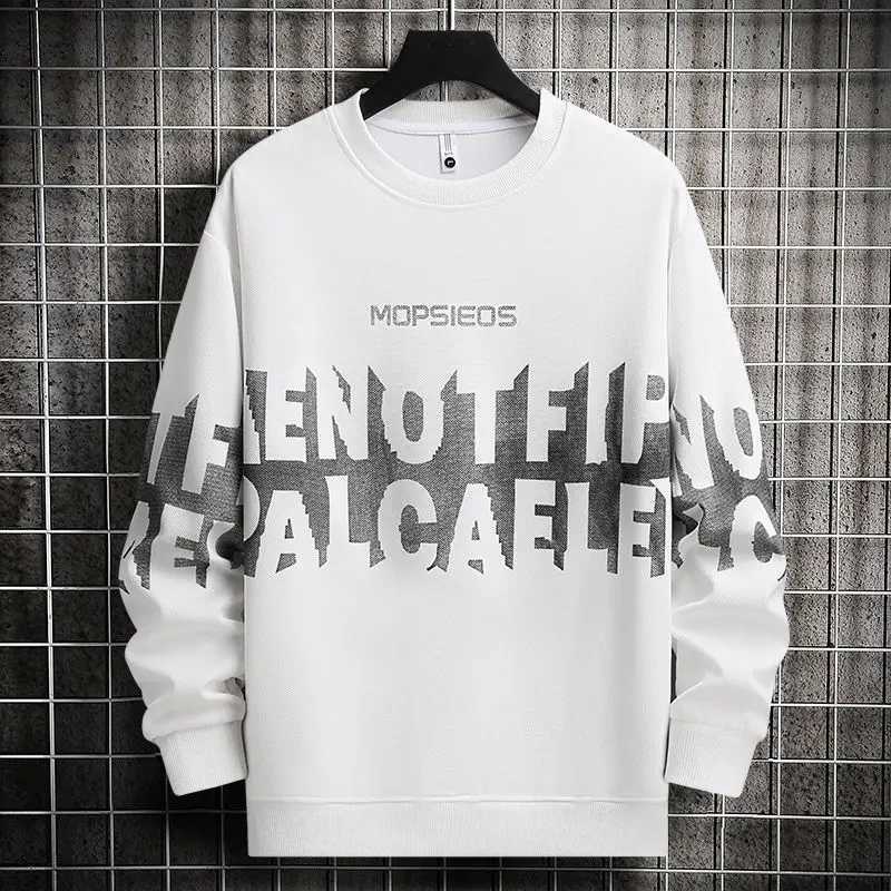 Letter Print Sweatshirts for Men Luxury Emo Pastel Color Overfit AutumnWinter Simple Novelty and FleeceLined Warm Man Pullover J251203