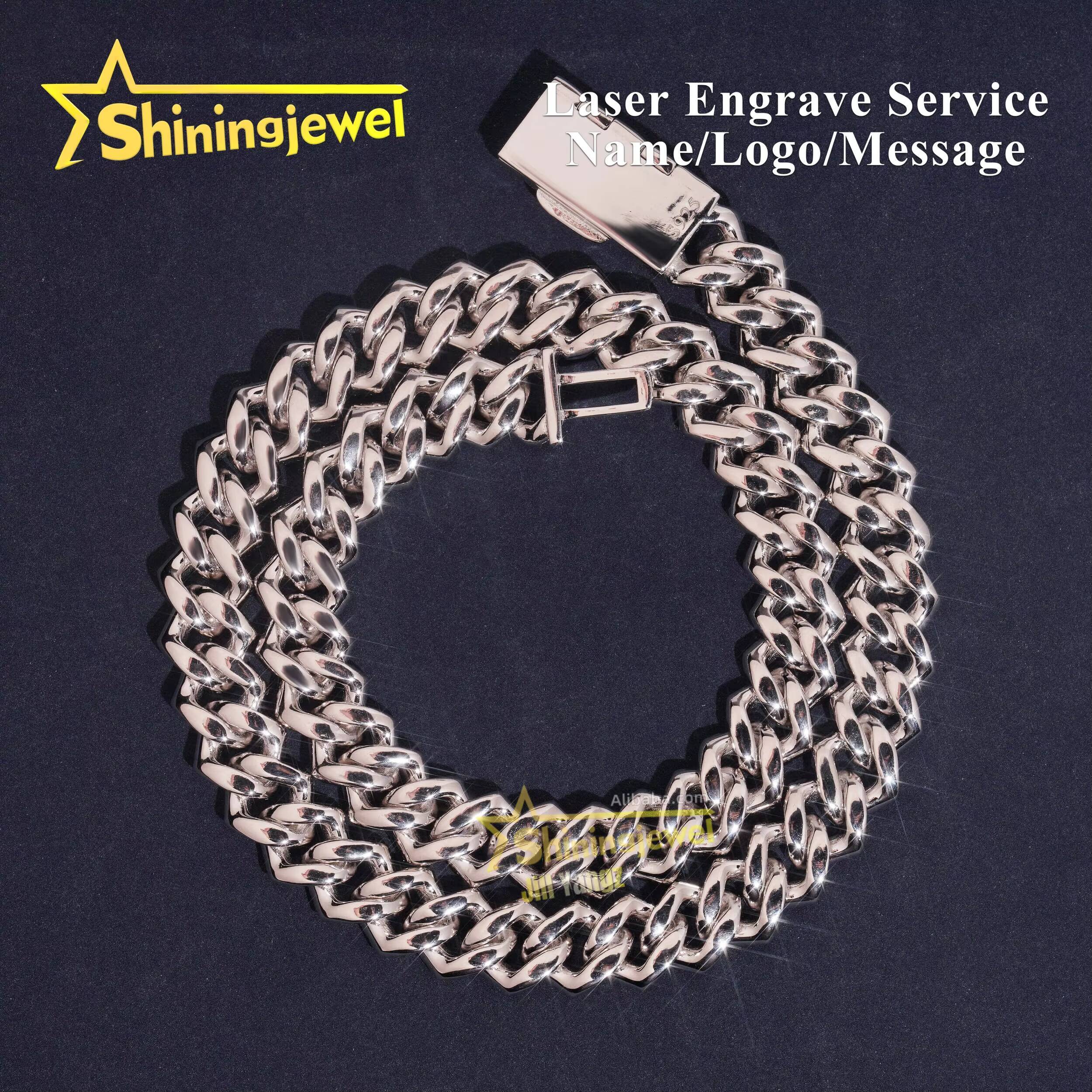 PROMOTION 13mm VVS D Color Moissanite Cuban Chain Cheap 925 Sterling Silver Gold Plated Hip Hop Cuban Link Chain