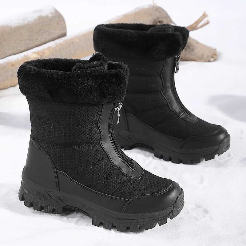 New Winter Women Hiking Boots High Top Zipper Velvet Womens Snow Ankle Boots Low Heels Nonslip Outdoor Ladies Winter Sneakers C251014