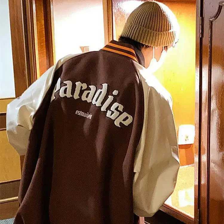 Hot Sale Of The Season Spring Autumn American Retro Patchwork Embroidery Jacket Mens Trendy Oversize Baseball Coat Loose Fit Fu J251014