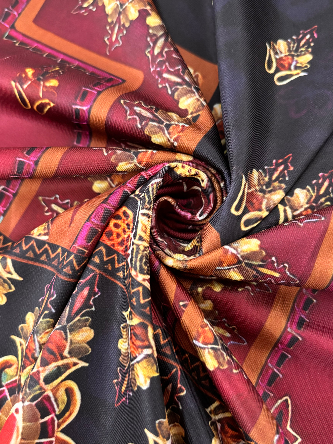 Women's Autumn Winter Retro Ethnic Paisley Printed Midi Dress-CF40021