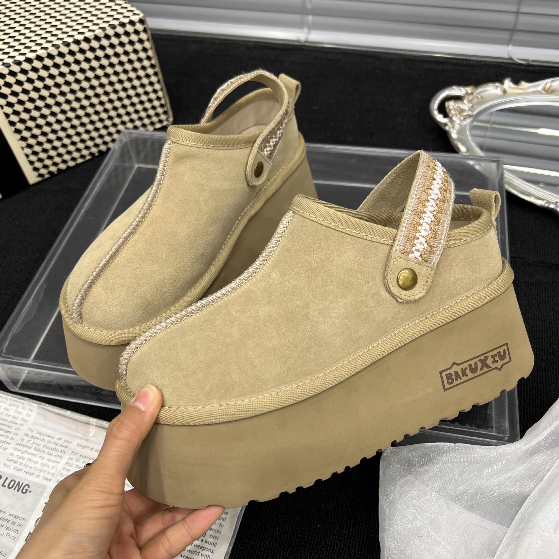 High Quality Suede Platform Women Fashion Boots 2025 Autumn New Design Versatile Height Increasing Casual Shoes Size 35 40 Grey Khaki Chestnut Free Sh