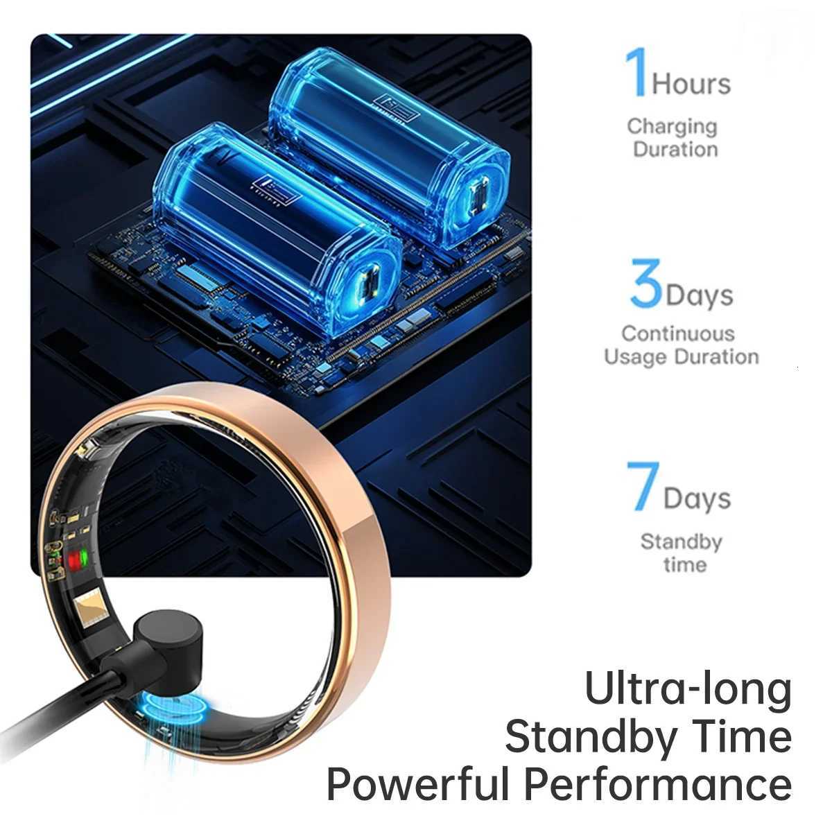 Wens Smart Rings with Charging Case tra Narrow and Slim Health Monitoring Long Battery 5ATM Waterproof Mens Smartring Y251014