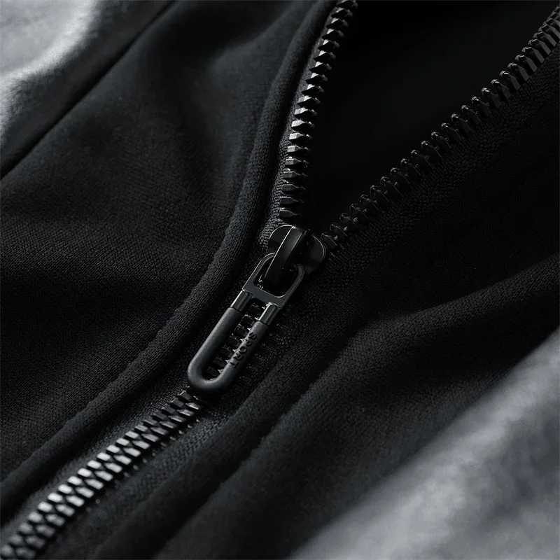 Fake Two piece Hooded Leather Jacket Men American Vintage Mens PU Leather Motorcycle Jackets Trendy Versatile Streetwear Coat J251014