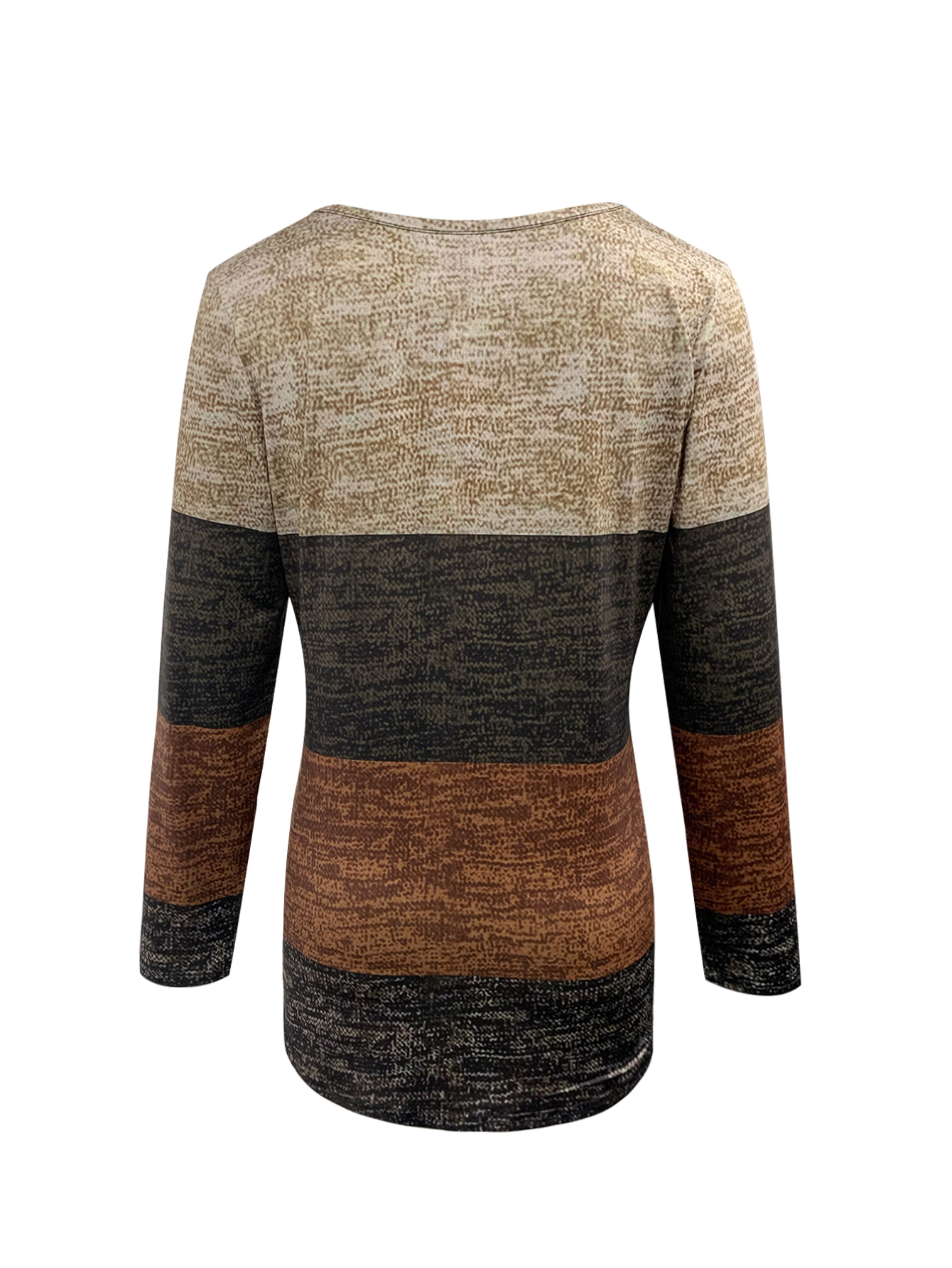 Women's Autumn New Crisscross Neck Color - Blocked Retro Elegant Long - Sleeve Top-CF41300