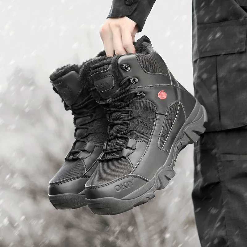 Hiking shoes, men's boots, high-top, zipper design, warm, thick sole, casual style, ankle boots, outdoor style, flat sole, anti-slip sports shoes
