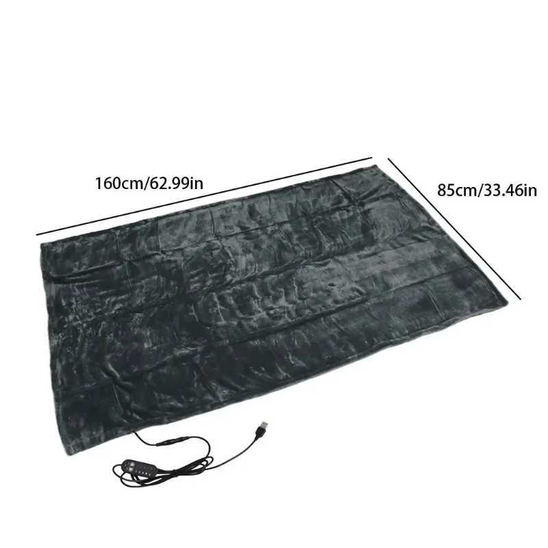 160x85cm USB Heating Blanket Travel For Sofa Bed 5 Levels Portable Electric Blanket Winter Warm Soft Plush Car Shawl Camping Y251014