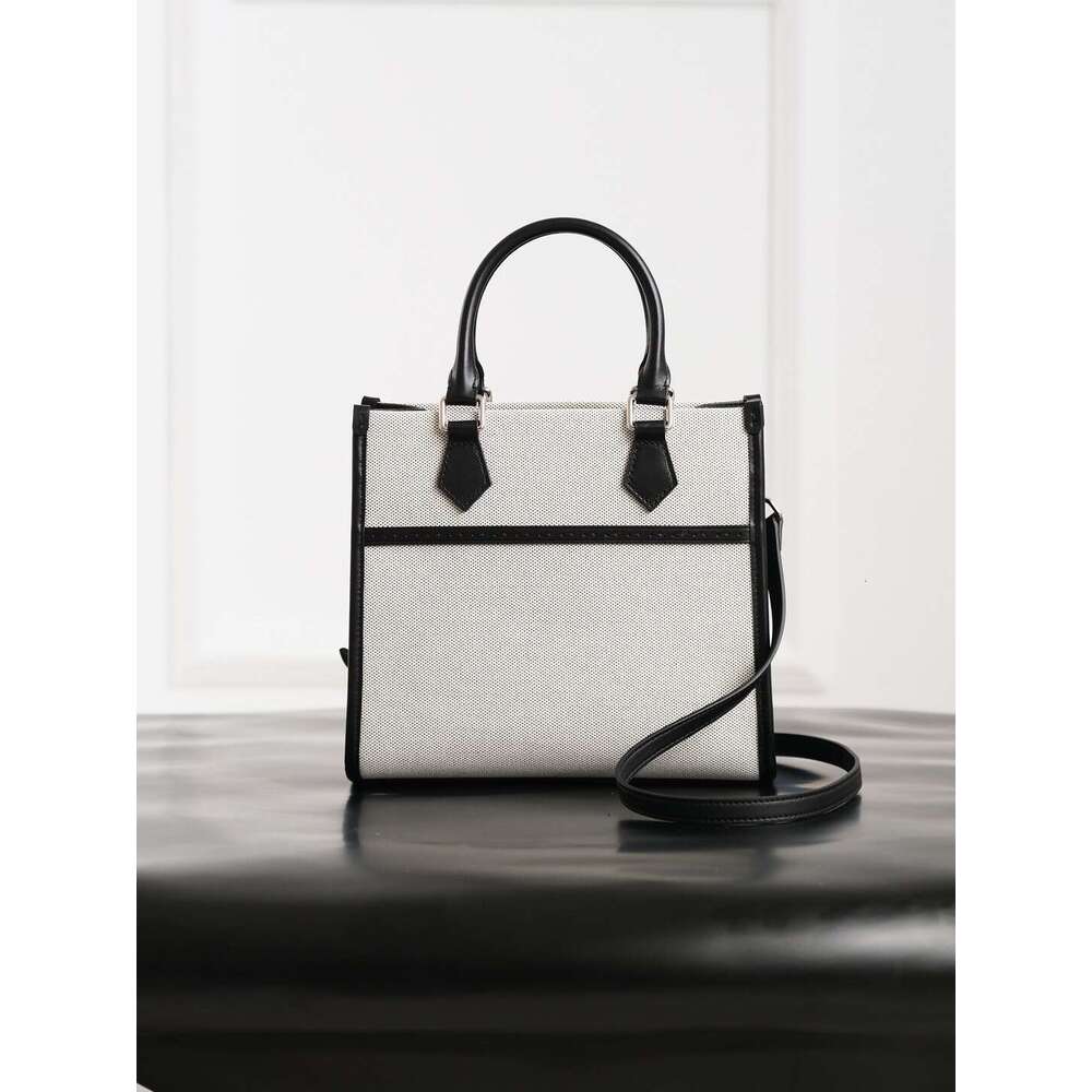 Luxury bag Women s New Cotton Linen Canvas and Cowhide Tote Bag Fashion Color Block Large Capacity Handbag