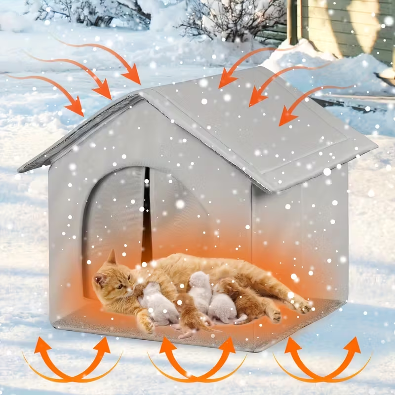 Outdoor waterproof cat house and dog house, windproof Oxford cloth small animal shelter pet house, four seasons protection