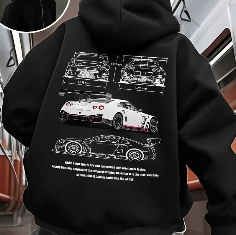 Mens Womens Automotive Graphic Print Hoodie with Back Design Casual Streetwear Pullover Regular Fit Machine Washable Hooded J251014