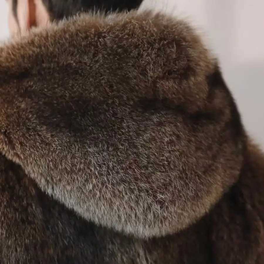 Mens Natural Fur Jacket Real Fox Fur Coats Fashion Warm Winter MidLength Full Genuine Fur Outerwear B137 W251014