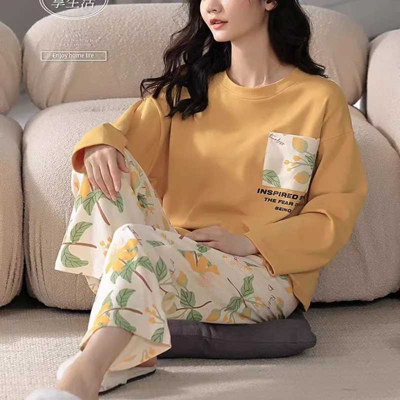 Big Size Pajamas Set LongSleeved Long Trousers Student Nightwear TwoPiece Autumn and Winter Cute Cartoon Bear Women SleepwearT251014