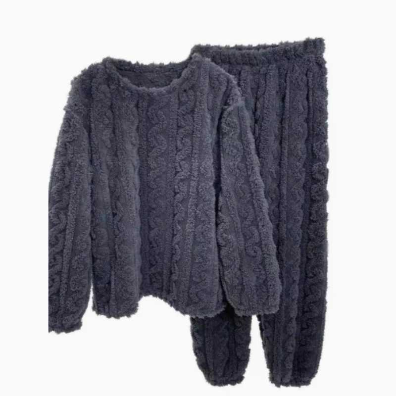 Winter Coral Fleece Pajama Set for Women Thick Warm Two Piece Loungewear Outfit Homewear Suit for Autumn and Winter Sleepwear Y251013