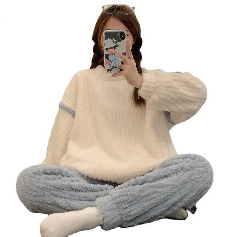 Winter Tree Branch Fleece Thickened Sleepwear Womens Long Sleeve New Style Warm Thickened Fleece Sleepwear Fleece Homewear Set Y251013