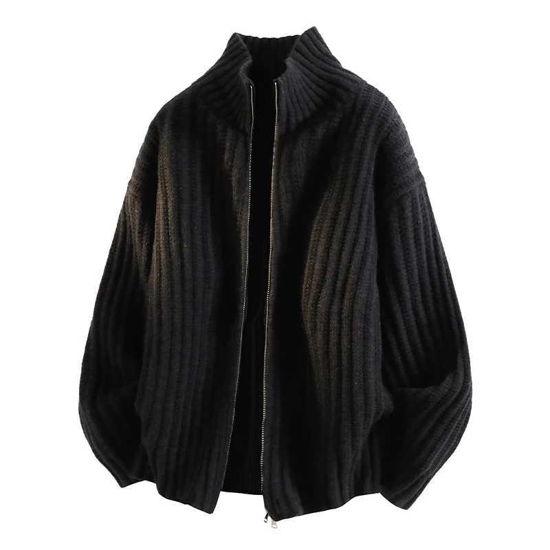 Mens Knitted Cardigan Sweater Autumn Winter Zipper Sweatercoat Men Korean Pure Color Versatile Simple Outerwear Knitwear Jaet W251014