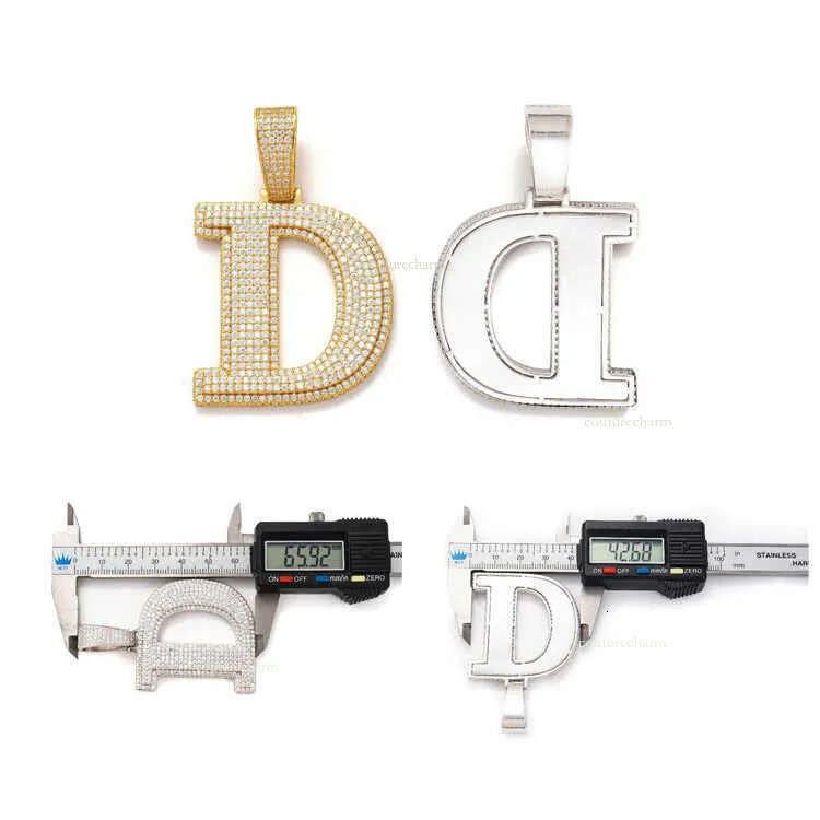 Custom Hip Hop Initial Letter D Pendant Men Iced Out VVS Moissanite Pass Dia Tester GRA certificate