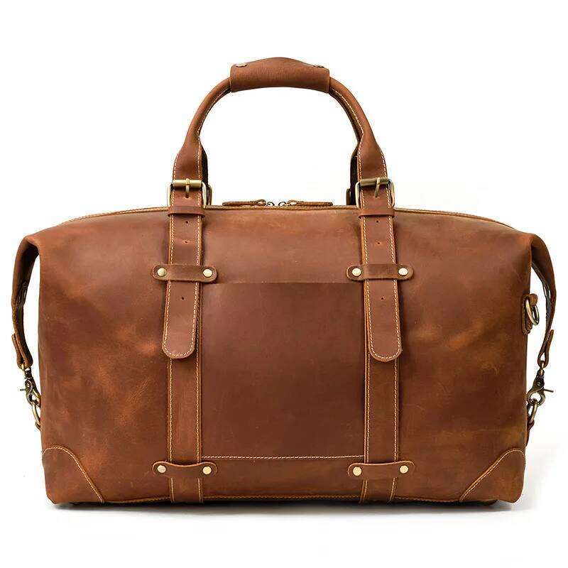 Designer Bags Big Capacity Crazy Horse Genuine Men's Bag High Quality Cow Leather Travel Duffel Weekend Lage Large Handbag Luxury Bag