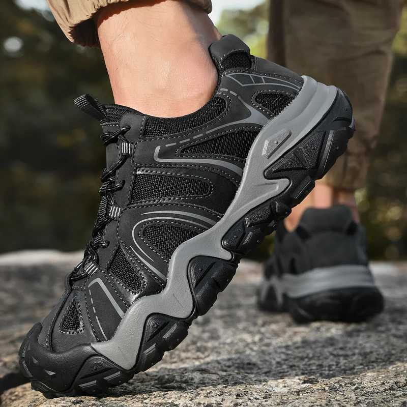 Outdoor Sports Soft Walking Footwear Hiking Shoes Outdoor Mens Sneakers NonSlip Casual Leather Shoes Comfortable Driving Shoes C251014