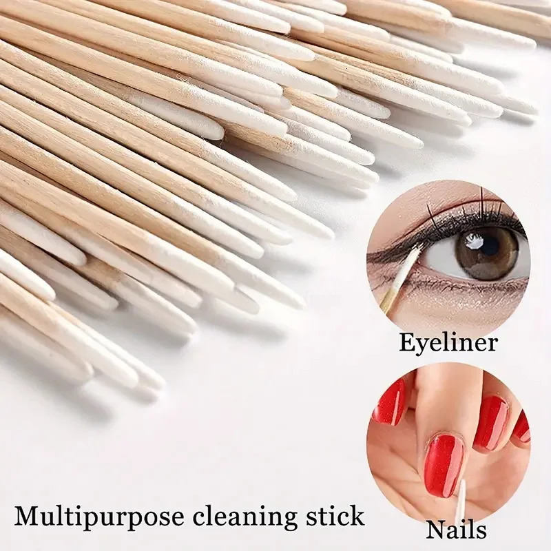 100300500pcs Manicure Scrubber Glue Tip Cotton Swab Stick Fine Wooden Stick Disposable Nail Groove Gap Cotton Stick Cleaning 251011