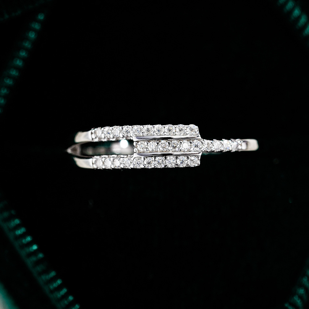 Moissanite Ring S925 Sterling Silver Asymmetric Row Ring Women's Ring diamond ring engagement ring wedding ring for women free shipping
