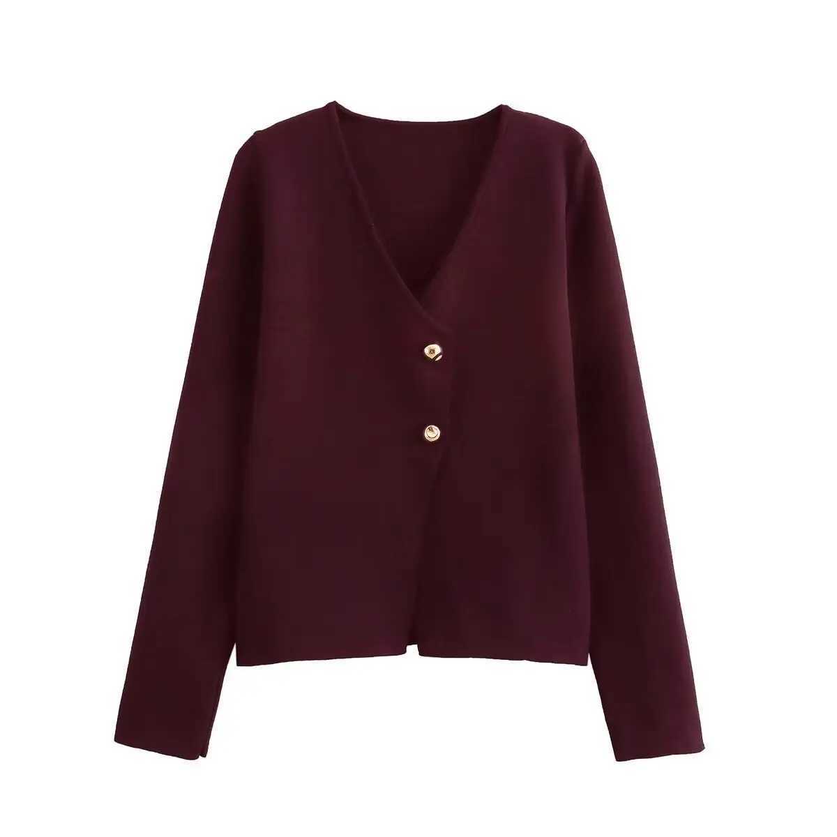 FallWinter 2025 New Arrival Womens SolidColor Asymmetric Knit Cardigan VNe LongSve Knit Jaet W251014