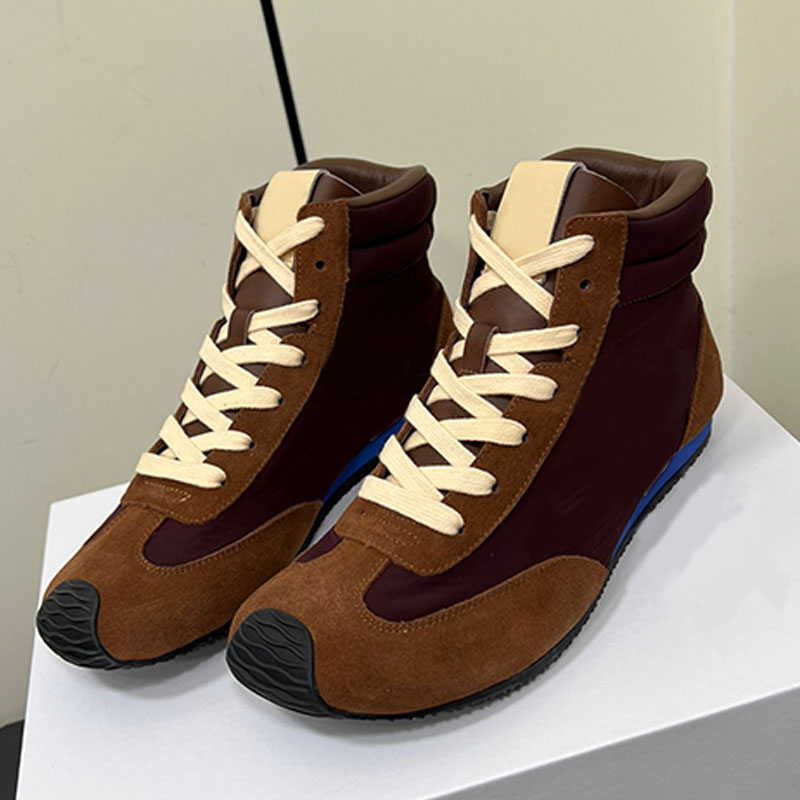 Designer Agan Shoes Womens Ballet Sports High Top Shoes 2025SS Women Soft Leather Flat bottomed Retro German Training Shoes Designer Casual Shoes Top quality