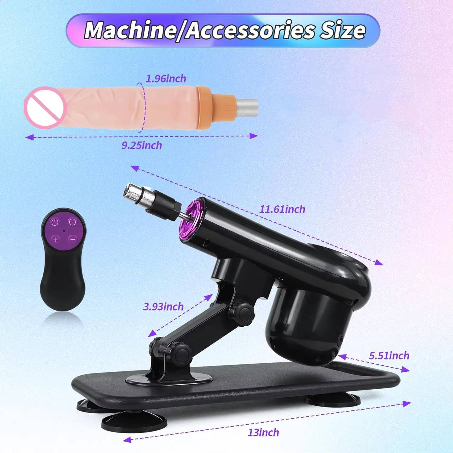 Remote Controlled Thrusting Sex Machine for Men Women Automatic Love Machine with 8 Attachments Big Black Dildo 3XLR Connector