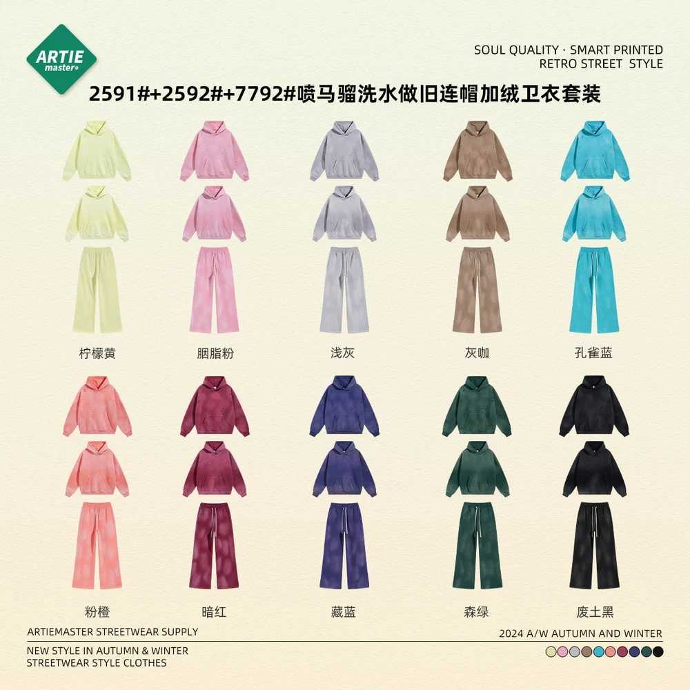 Trendy Men Washed 360gsm Fleece Hoodies Unisex Oversized Warm Paint Distressed Hooded Pullovers Winter Coat J251014