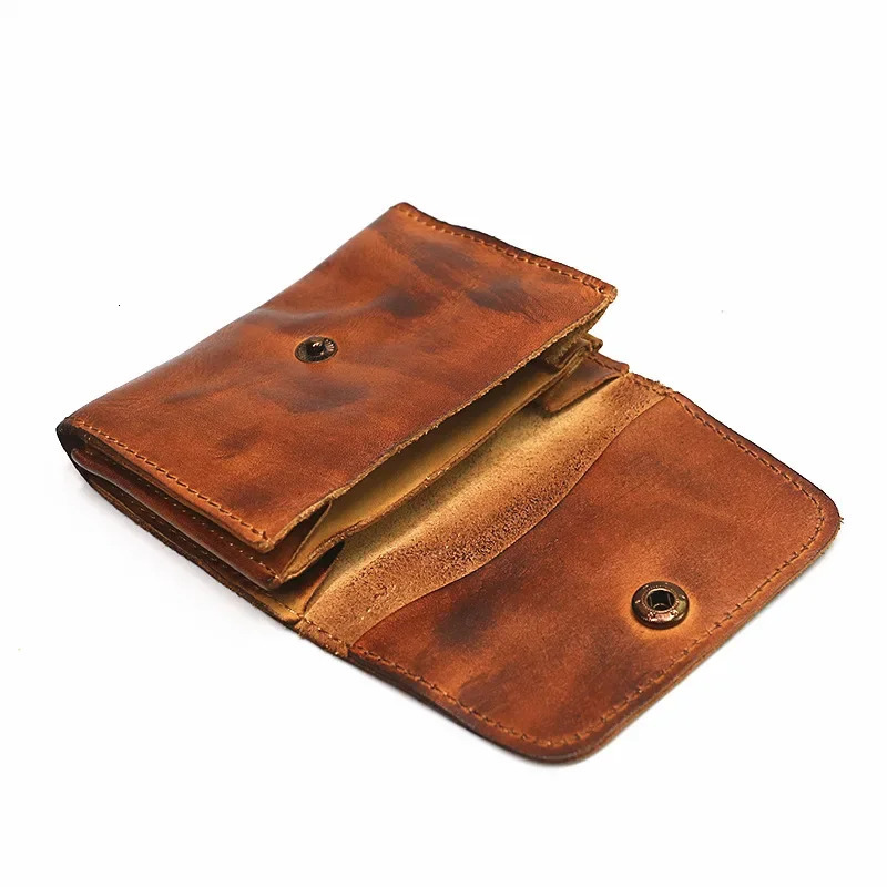 Genuine Leather Wallet for Men Women Vintage Handmade Short Small Mens Wallets Card Holder Original Coin Purse 251014